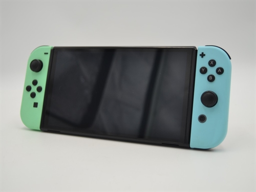 Nintendo Switch - OLED med Animal Crossing joycons og dock - Konsol - SNR XTJ10285311517 (B Grade) (Genbrug)